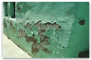 Cracked and flaking paint will need to be removed and the area cleaned of contaminants before a primer and new coat of paint can be applied.